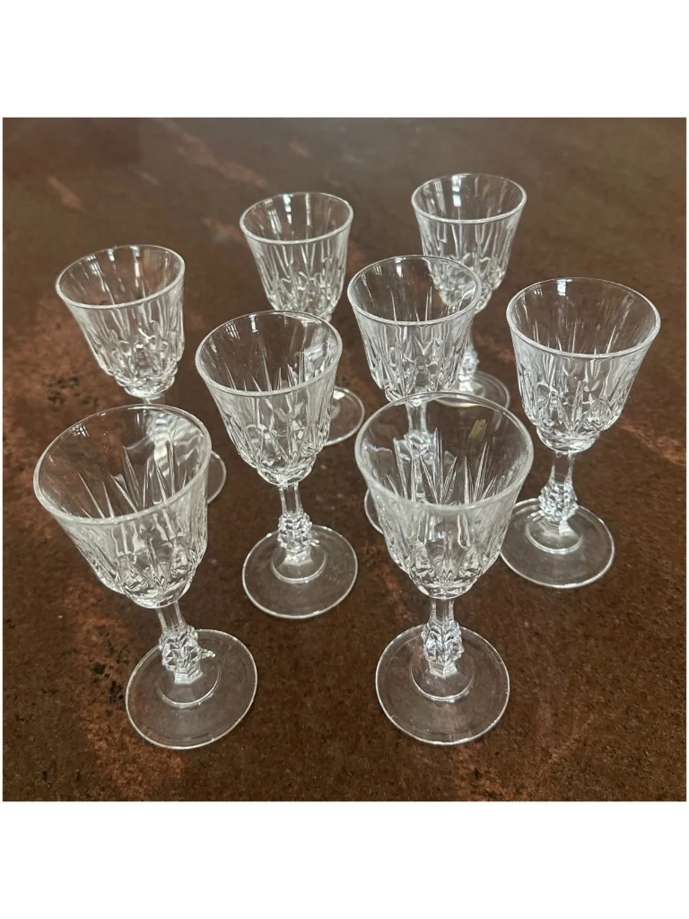 Clear Crystal Shot Glasses 4 3/4” (lot of 8) Footed